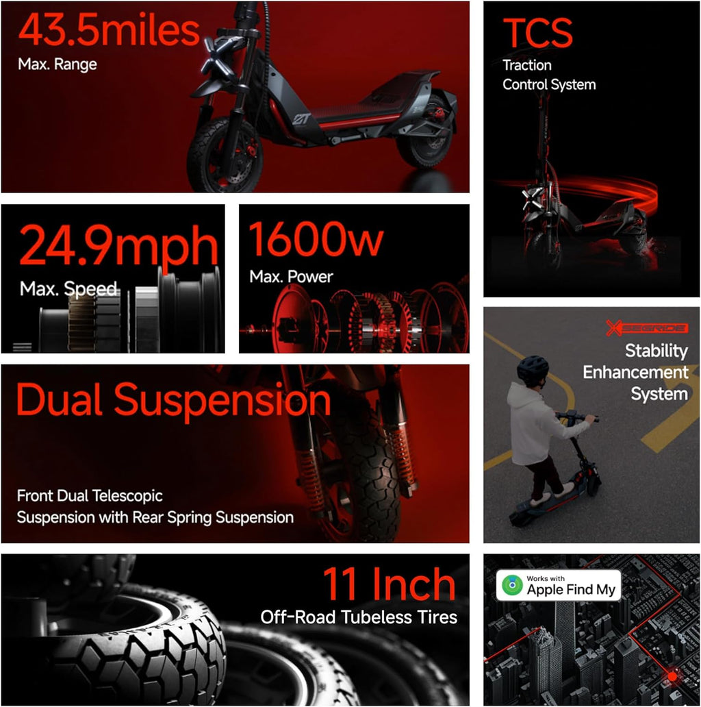 Segway ZT3 Pro Electric Scooter – 1600W Max Power | 25 MPH | Up to 43.5-Mile Range