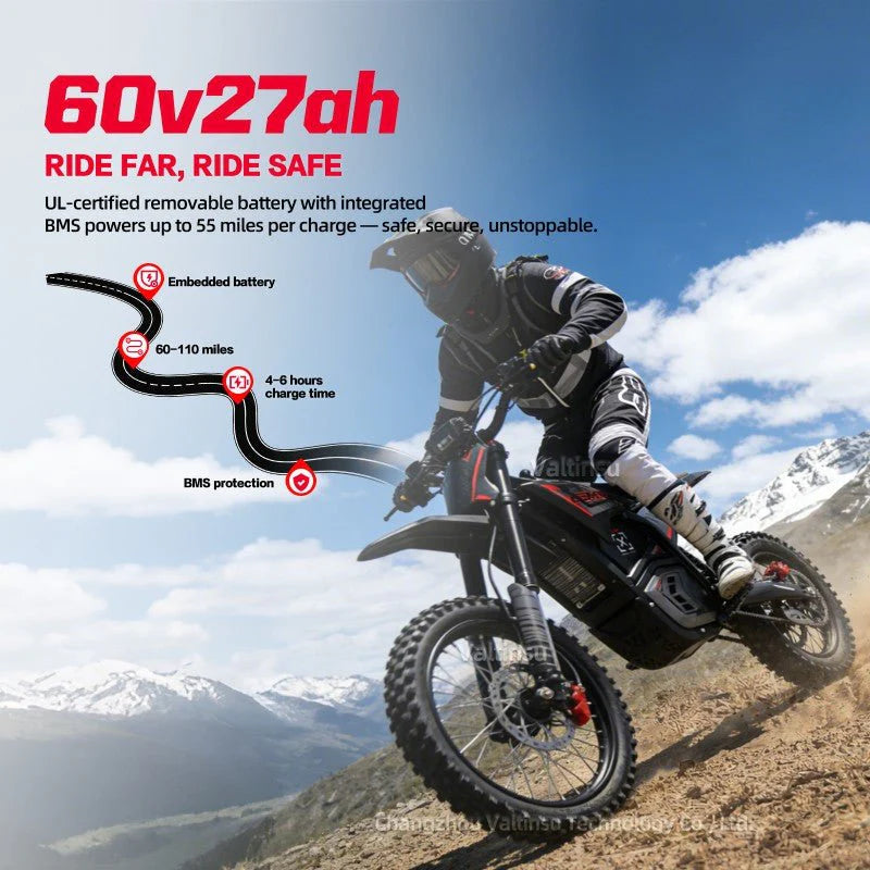 VALTINSU EM-5 Pro Black Electric Dirt Bike 52MPH SPEED