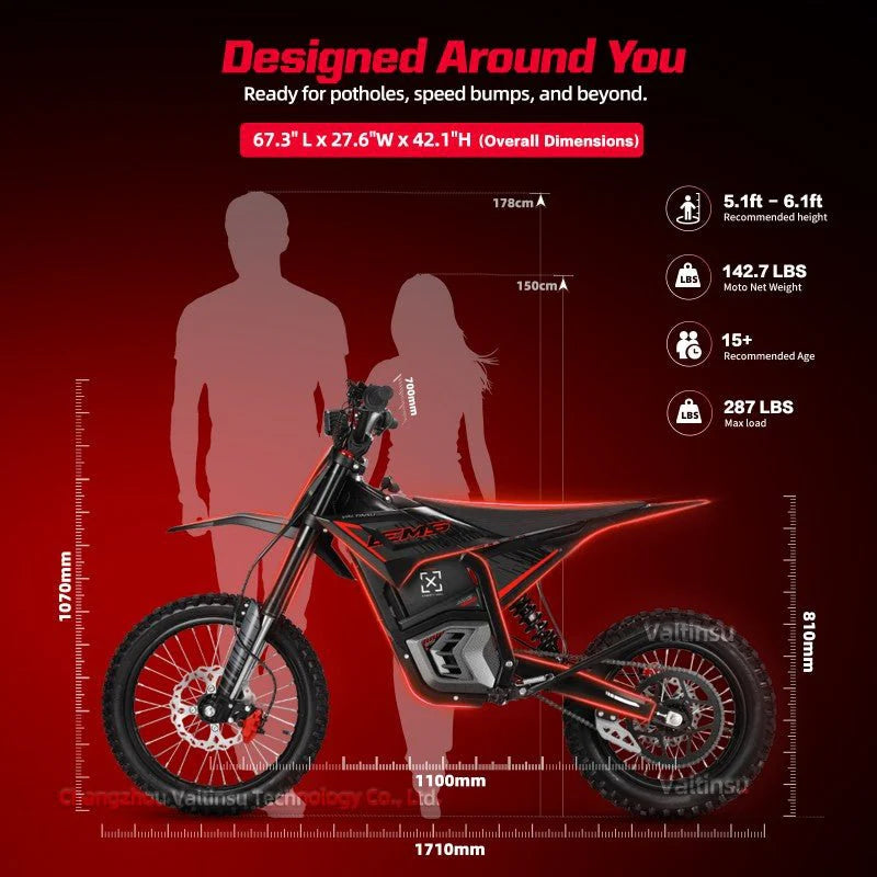 VALTINSU EM-5 Pro Black Electric Dirt Bike 52MPH SPEED